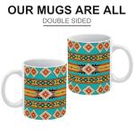 Turquoise Aztec Pattern Coffee Mug and Tea Cup