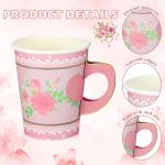 Floral Disposable Tea Cups with Saucers - 100 Sets