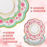 Floral Disposable Tea Cups with Saucers - 100 Sets