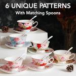 Floral Porcelain Tea Cups and Saucers Set