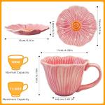 Pink Flower-Shaped Ceramic Tea Cups Set