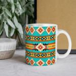 Turquoise Aztec Pattern Coffee Mug and Tea Cup