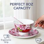 Floral Porcelain Tea Cups and Saucers Set