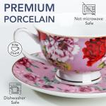 Floral Porcelain Tea Cups and Saucers Set