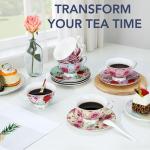 Floral Porcelain Tea Cups and Saucers Set