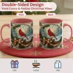 Festive Red Cardinal Coffee Mug with Pine Branches