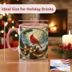 Festive Red Cardinal Coffee Mug with Pine Branches