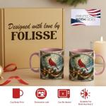 Festive Red Cardinal Coffee Mug with Pine Branches