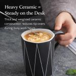 Geometric Zigzag Ceramic Coffee Mug with Lid