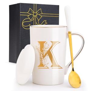 Personalized Letter K Mug with Floral Design