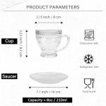 Vintage Glass Tea Cup and Saucer Set of 6