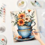 Floral Teacup Paint by Numbers Kit for Adults