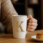 Personalized Letter K Mug with Floral Design