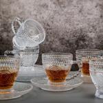 Vintage Glass Tea Cup and Saucer Set of 6