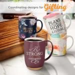 Pastel Floral Inspirational Scripture Coffee Mug 14 oz
