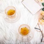 Vintage Glass Tea Cup and Saucer Set of 6