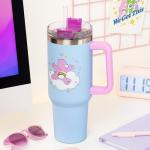Paladone Care Bears 1.2L Blue Insulated Cup and Straw, Officially Licensed Quencher Bottle with Handle for Water, Iced Tea, Coffee, Cute Pop Culture Collectible for Fans