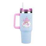 Paladone Care Bears 1.2L Blue Insulated Cup and Straw, Officially Licensed Quencher Bottle with Handle for Water, Iced Tea, Coffee, Cute Pop Culture Collectible for Fans