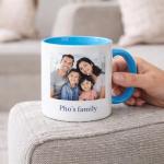 Customized Photo Mug with Personalized Text Upload Your Image with Different Designs (White/Blue), 11oz
