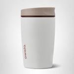 Owala SmoothSip Slider Insulated Stainless Steel Coffee Tumbler, Reusable Iced Coffee Cup, Hot Coffee Travel Mug, BPA Free 20 oz, Tan/White (Vanilla Bean)