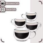 BTaT- Insulated Coffee Cups, Set of 4 (9 oz, 270 ml), Double Wall Glass Tea Cups, Glass Cups, Glass Mug, Glass Coffee Cups, Latte Cups, Latte Mug, Clear Mugs, Glass Cappuccino Cups