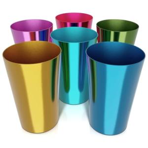 Colorful Retro Aluminum Cups - Set of 6