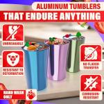 Colorful Retro Aluminum Cups - Set of 6