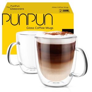 Double-Walled Clear Glass Coffee Mug Set of 2