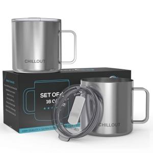 Insulated Stainless Steel Coffee Mugs, Set of 2