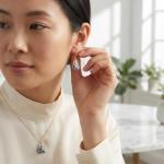 Vintage Blue Flower Porcelain Teacup Jewelry Set: Ceramic Pendant Necklace & Drop Earrings (2-Piece Set)