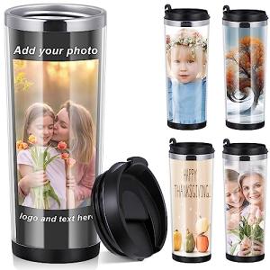 Lallisa 1 Pc Photo Travel Mug with Picture Customized Tumblers 12 oz Personalized Photo Stainless Steel Tumbler Insert Double Wall Mugs for Thanksgiving Wedding Christmas Birthday DIY Gifts