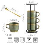 Stackable Ceramic Coffee Mugs Set of 4