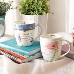 Christian Art Gifts Pink Chrysanthemum Floral Ceramic Coffee Mug – 12 oz. Lead and Cadmium-free Inspirational Scripture Coffee and Tea Mug for Women with Bible Verse: Sufficient Grace – 2 Cor. 12:9-10