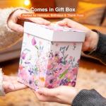Topadorn Ceramic Coffee Mug for Home & Office, 17oz. Porcelain Latte Travel Cup with Lid and Color Box, Pink Flower Art Tea Mug with Handle, 6.5" H
