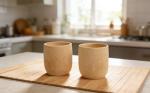 Set of 2 Natural Bamboo Tea Coffee Mugs