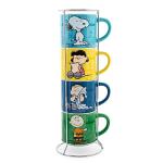 Silver Buffalo Peanuts Comic Strip 4-Pack Ceramic Mug Stack, 10-Ounces
