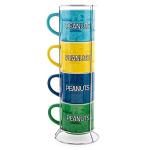 Silver Buffalo Peanuts Comic Strip 4-Pack Ceramic Mug Stack, 10-Ounces