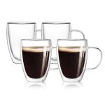 Set of 4 Insulated Double Walled Glass Mugs