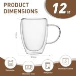 Set of 4 Insulated Double Walled Glass Mugs