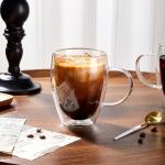 Set of 4 Insulated Double Walled Glass Mugs