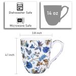 Floral Porcelain Coffee Mug - 14oz Blue Gift