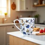 Floral Porcelain Coffee Mug - 14oz Blue Gift