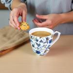 Floral Porcelain Coffee Mug - 14oz Blue Gift