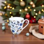 Floral Porcelain Coffee Mug - 14oz Blue Gift