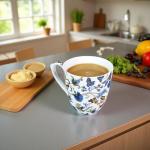 Floral Porcelain Coffee Mug - 14oz Blue Gift
