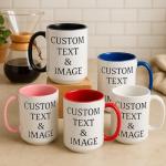 Customized 15oz Ceramic Coffee Mugs with Personalized Text and Photo Image Upload Novelty , Personalize With Different Design And Images, Custom Gift (Black)