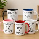 Customized 15oz Ceramic Coffee Mugs with Personalized Text and Photo Image Upload Novelty , Personalize With Different Design And Images, Custom Gift (Black)