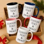 Customized 15oz Ceramic Coffee Mugs with Personalized Text and Photo Image Upload Novelty , Personalize With Different Design And Images, Custom Gift (Black)