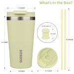 BJPKPK 18oz Insulated Tumbler With lid And Straw Stainless Steel Tumblers Travel Coffee Mug Reusable Thermal Cup,Macaron Green