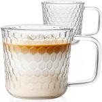Aquach 16 Oz Clear Glass Coffee Mugs, 2-Pack